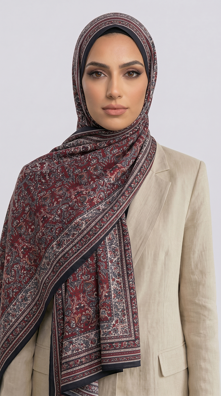 Karaca EşarpCOTTON ŞAL PETRA ETNİK DESEN COTTON ŞAL -  SİYAH / KIRMIZI