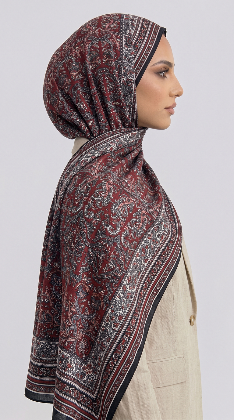 Karaca EşarpCOTTON ŞAL PETRA ETNİK DESEN COTTON ŞAL -  SİYAH / KIRMIZI