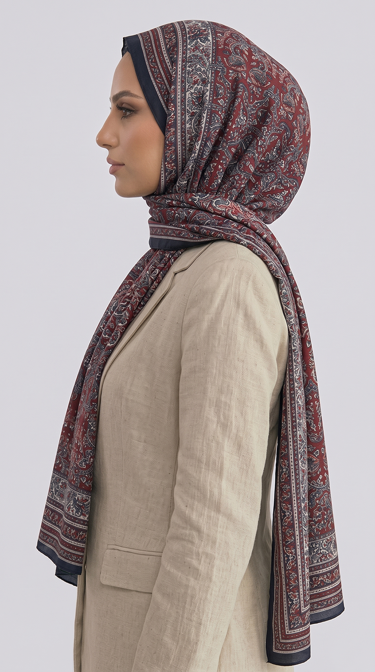 Karaca EşarpCOTTON ŞAL PETRA ETNİK DESEN COTTON ŞAL -  SİYAH / KIRMIZI