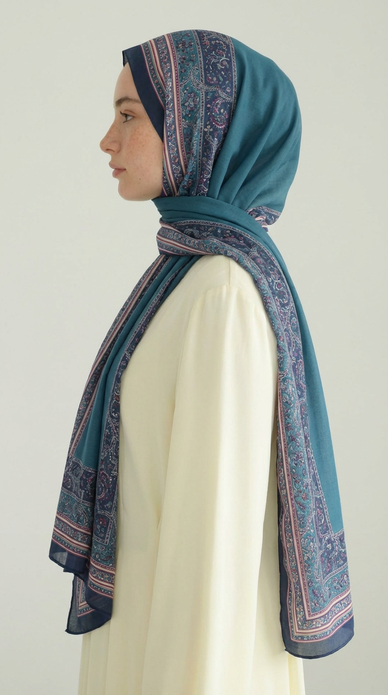 Karaca EşarpKOTON ŞALPETRA ETNİK DESEN COTTON ŞAL -   TURKUAZ / PEMBE