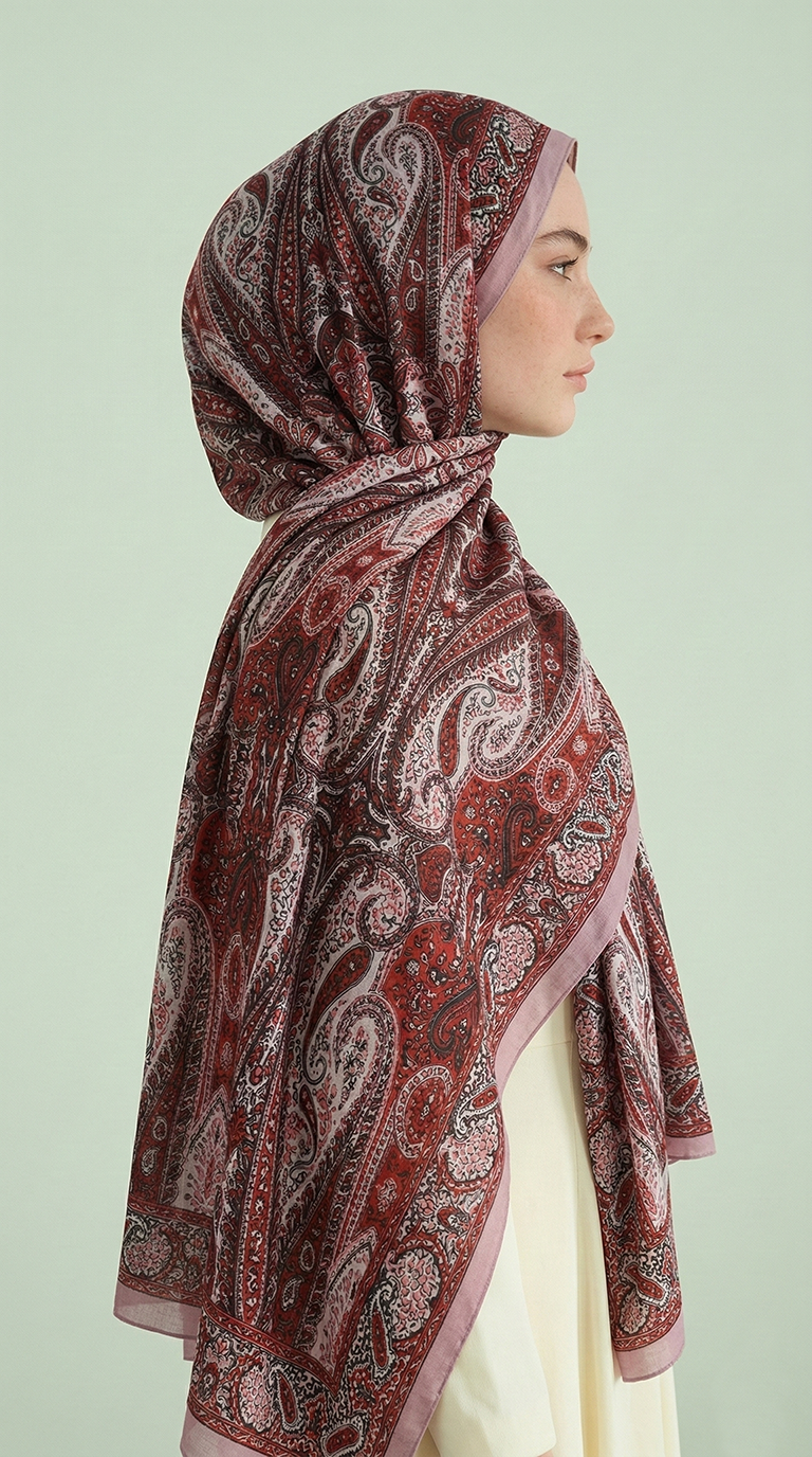 Karaca EşarpCOTTON ŞAL ROYAL ETNİK DESEN COTTON ŞAL - AÇIK PEMBE 