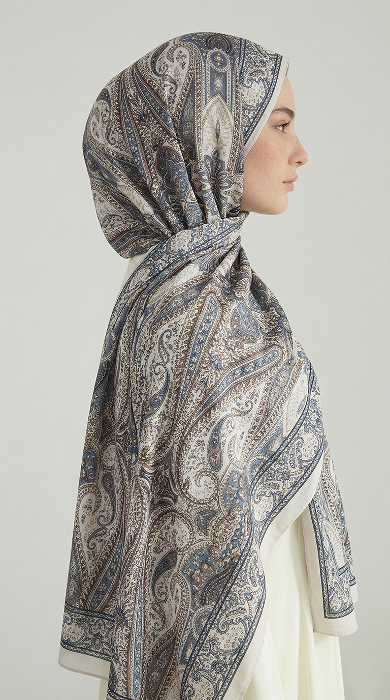 Karaca EşarpCOTTON ŞAL ROYAL ETNİK DESEN COTTON ŞAL - GRİ / SARI