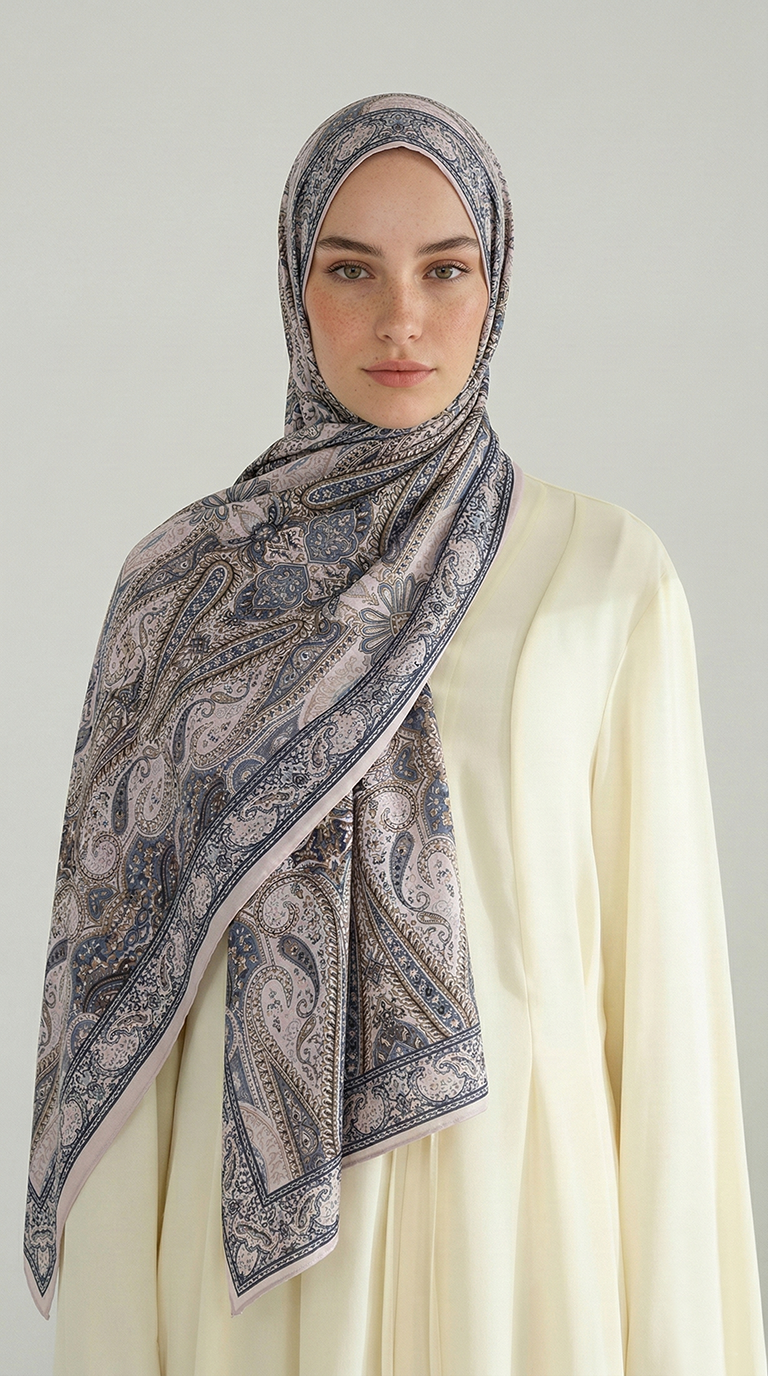 Karaca EşarpCOTTON ŞAL ROYAL ETNİK DESEN COTTON ŞAL - GRİ / SARI