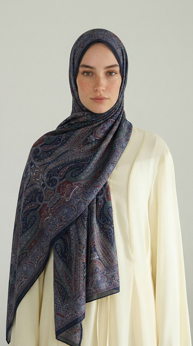 Karaca EşarpCOTTON ŞAL ROYAL ETNİK DESEN COTTON ŞAL - LACİVERT