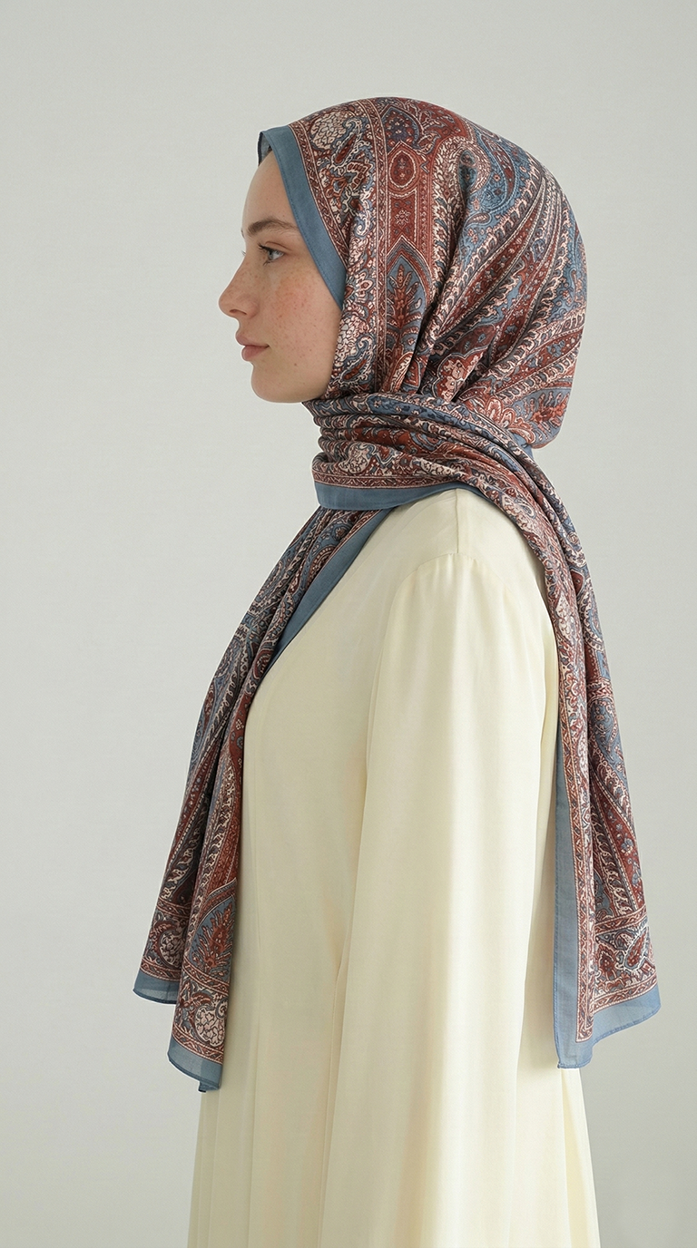Karaca EşarpCOTTON ŞAL ROYAL ETNİK DESEN COTTON ŞAL - MAVİ