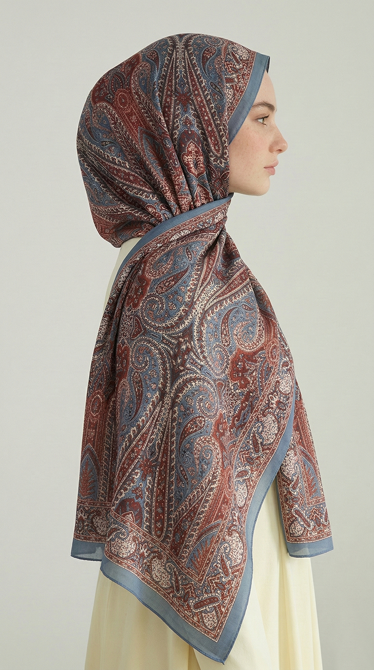Karaca EşarpCOTTON ŞAL ROYAL ETNİK DESEN COTTON ŞAL - MAVİ