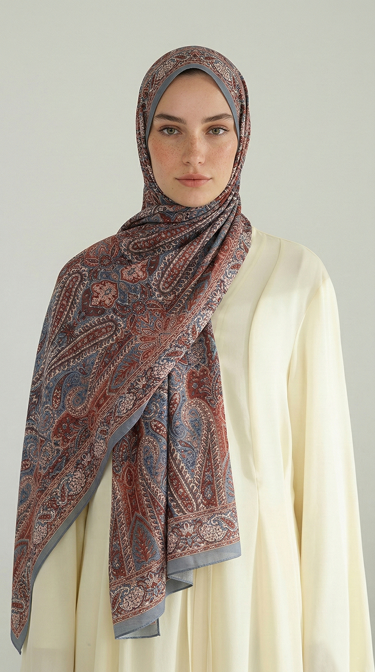 Karaca EşarpCOTTON ŞAL ROYAL ETNİK DESEN COTTON ŞAL - MAVİ