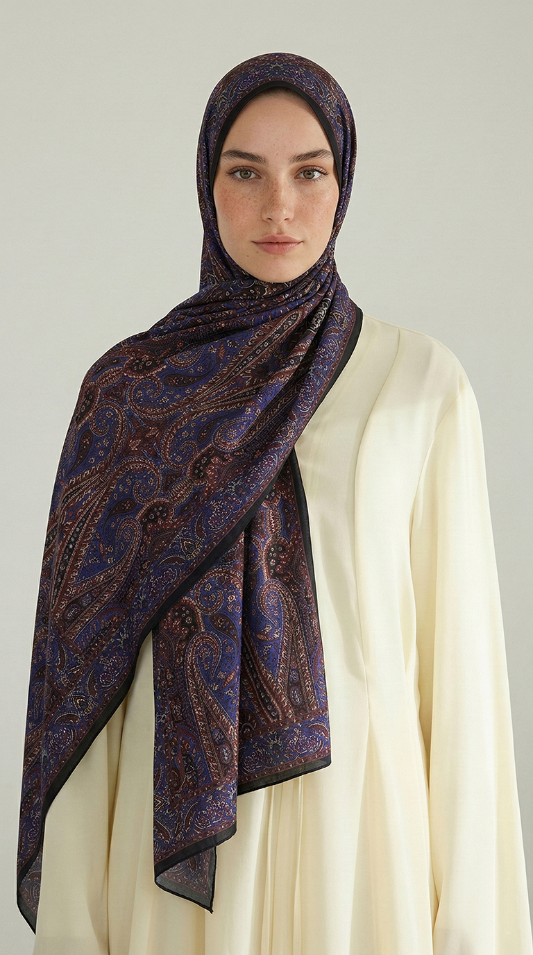 Karaca EşarpCOTTON ŞAL ROYAL ETNİK DESEN COTTON ŞAL - MOR / SİYAH