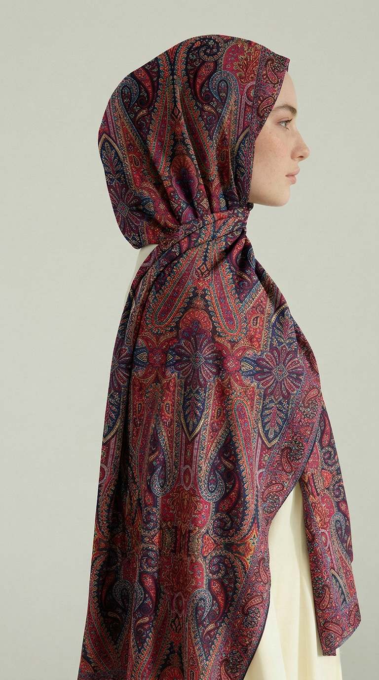 Karaca EşarpCOTTON ŞAL ROYAL ETNİK DESEN COTTON ŞAL - SİYAH / FUŞYA