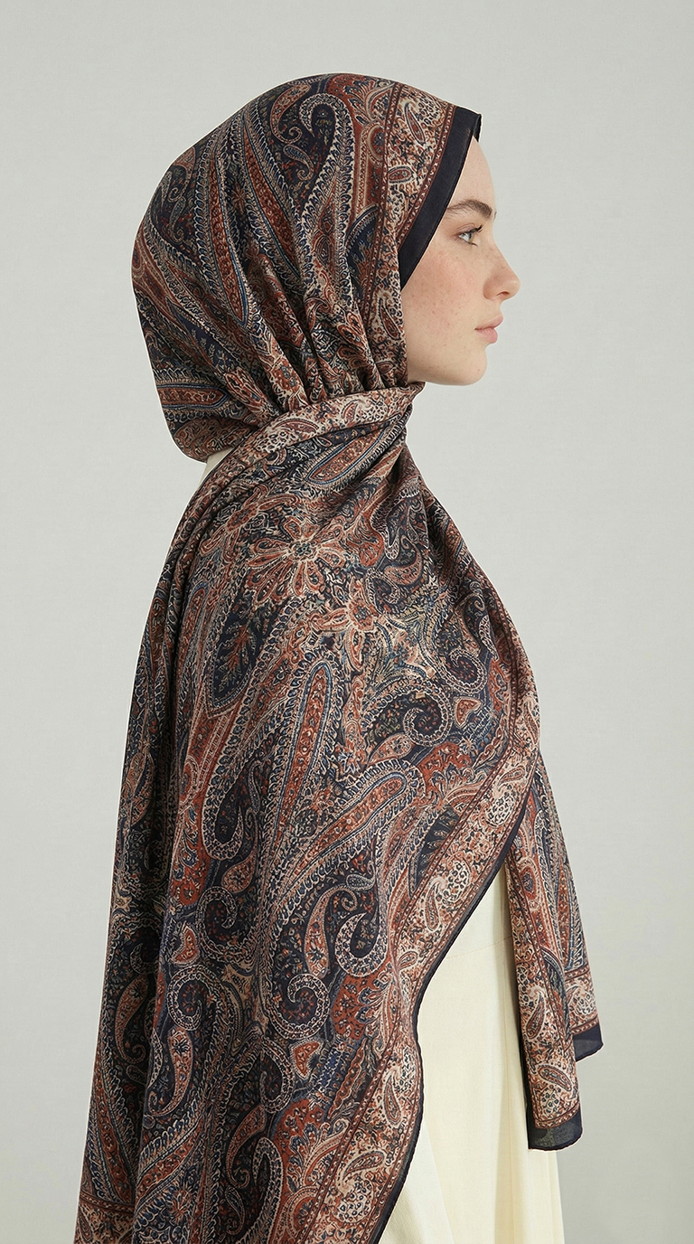Karaca EşarpCOTTON ŞAL ROYAL ETNİK DESEN COTTON ŞAL - SİYAH / KAHVERENGİ