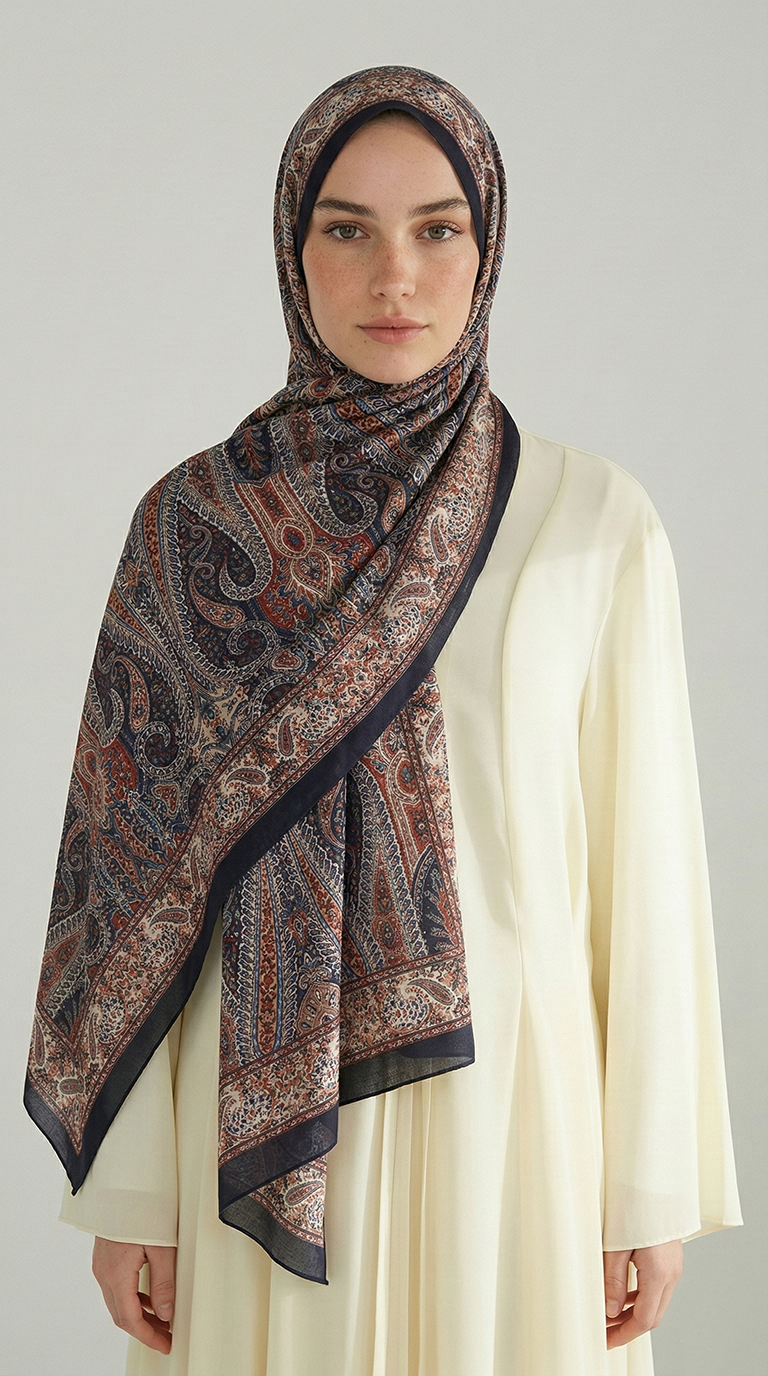 Karaca EşarpCOTTON ŞAL ROYAL ETNİK DESEN COTTON ŞAL - SİYAH / KAHVERENGİ