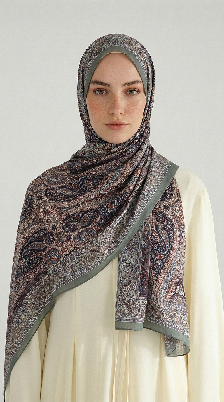 Karaca EşarpCOTTON ŞAL ROYAL ETNİK DESEN COTTON ŞAL - SİYAH / YEŞİL