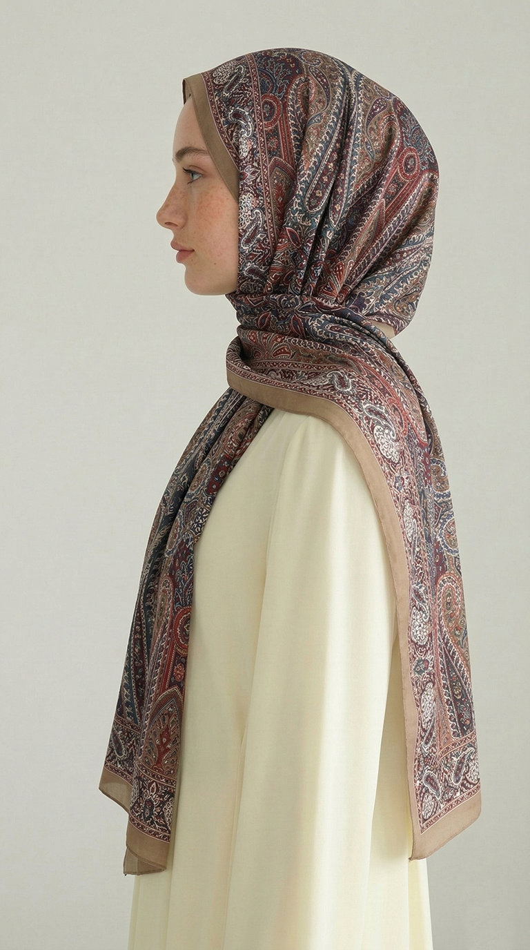 Karaca EşarpCOTTON ŞAL ROYAL ETNİK DESEN COTTON ŞAL - YAĞ YEŞİLİ