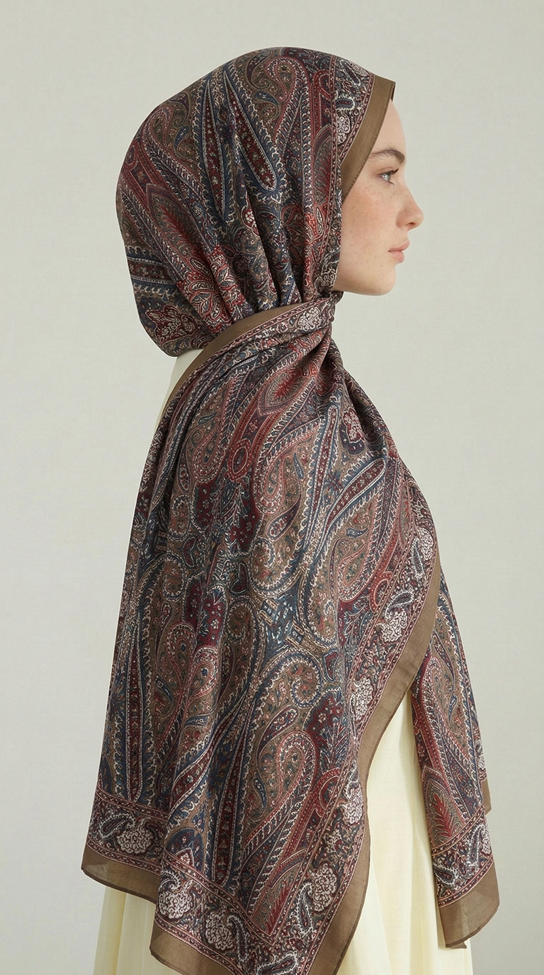 Karaca EşarpCOTTON ŞAL ROYAL ETNİK DESEN COTTON ŞAL - YAĞ YEŞİLİ