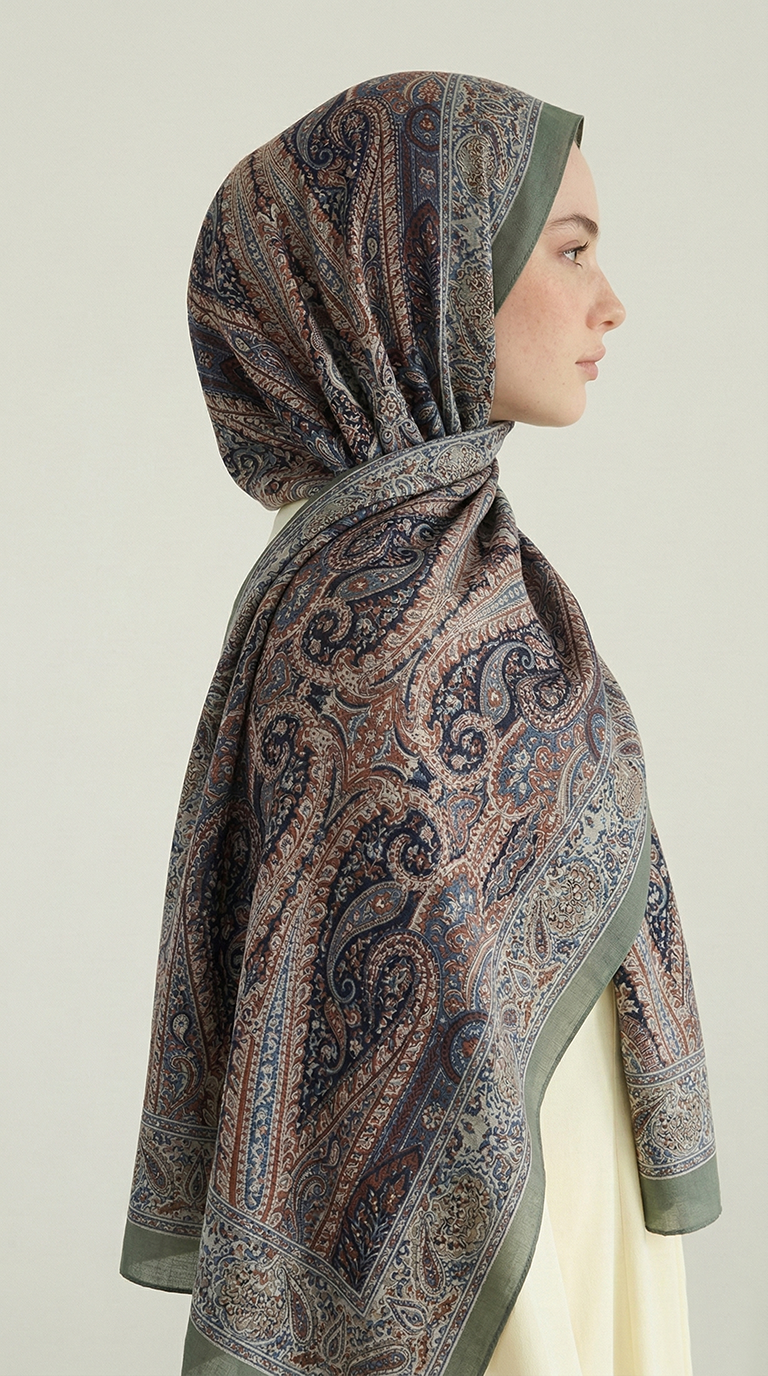 Karaca EşarpCOTTON ŞAL ROYAL ETNİK DESEN COTTON ŞAL - YEŞİL