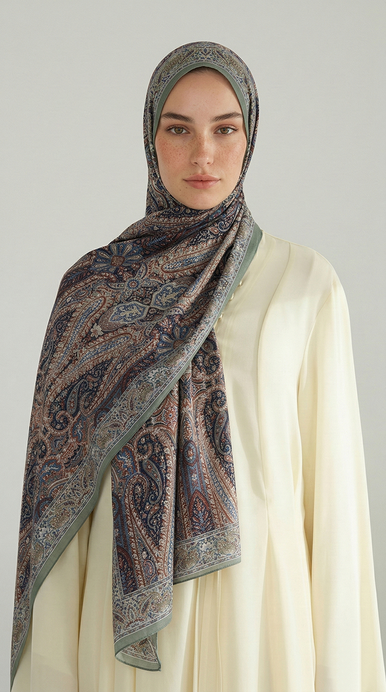 Karaca EşarpCOTTON ŞAL ROYAL ETNİK DESEN COTTON ŞAL - YEŞİL