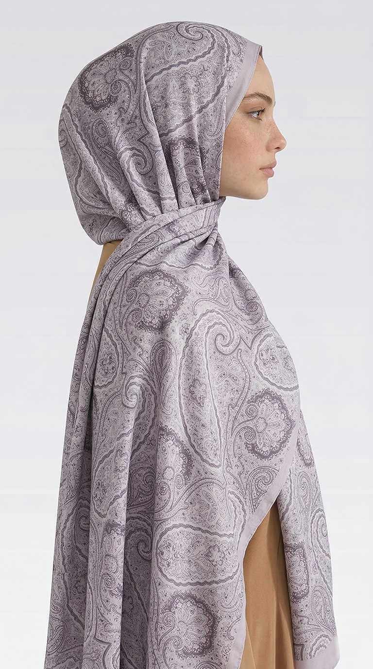 Karaca EşarpCOTTON ŞAL SAPHİRA DESENLİ COTTON ŞAL - GRİ / BEYAZ