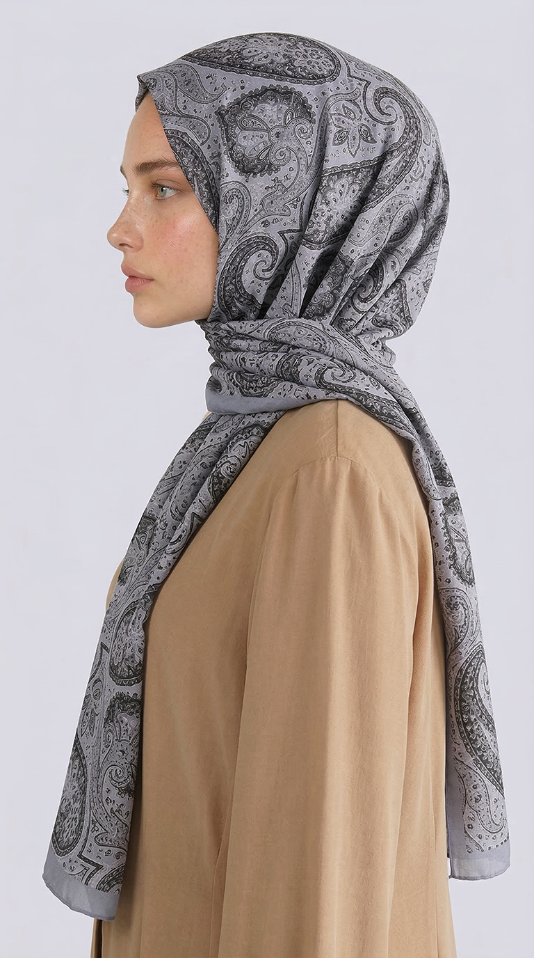 Karaca EşarpCOTTON ŞAL SAPHİRA DESENLİ COTTON ŞAL - GRİ