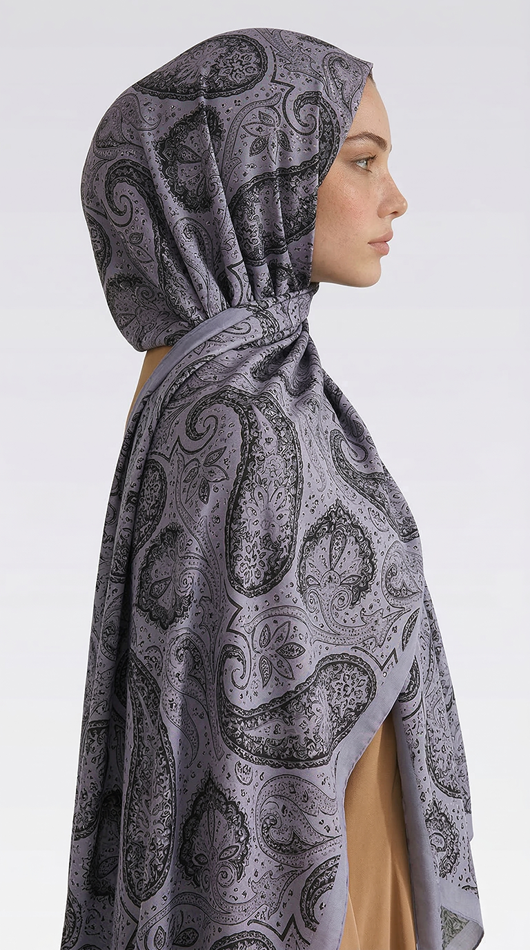 Karaca EşarpCOTTON ŞAL SAPHİRA DESENLİ COTTON ŞAL - GRİ