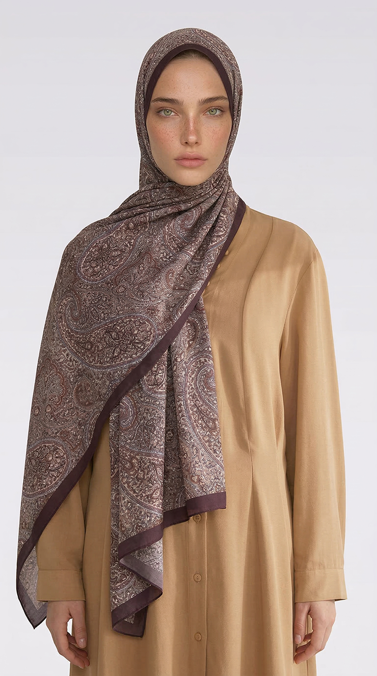 Karaca EşarpCOTTON ŞAL SAPHİRA DESENLİ COTTON ŞAL - KAHVERENGİ