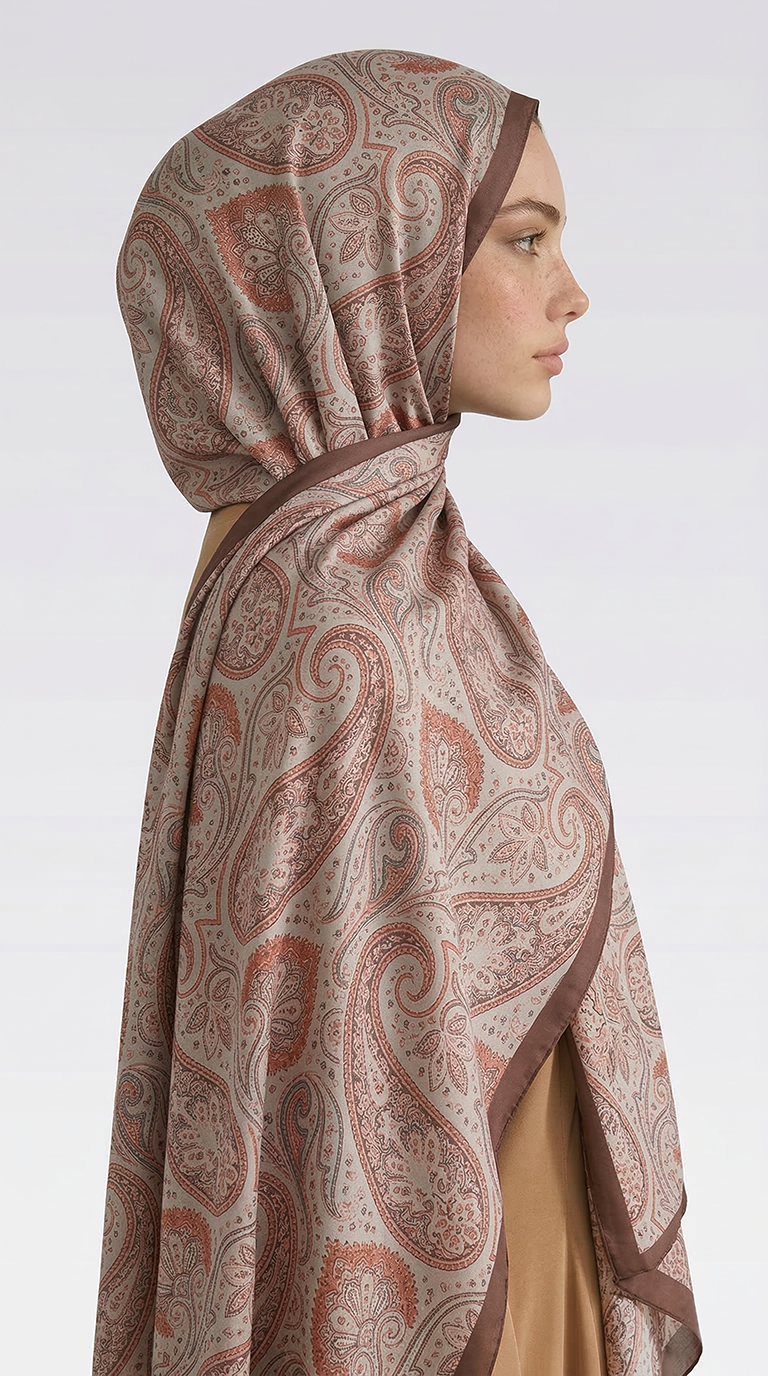 Karaca EşarpCOTTON ŞAL SAPHİRA DESENLİ COTTON ŞAL - LACİVERT / TURUNCU