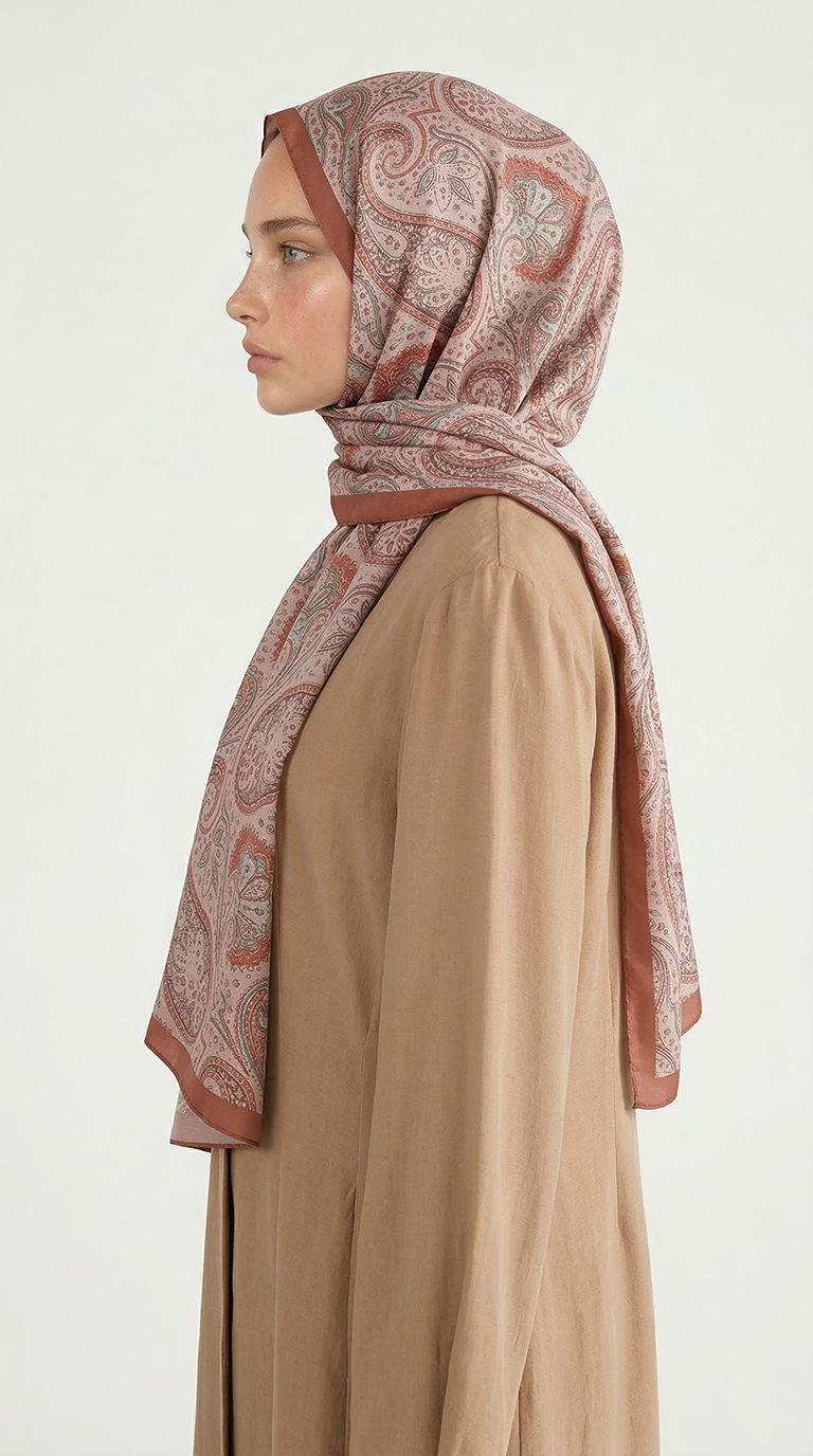 Karaca EşarpCOTTON ŞAL SAPHİRA DESENLİ COTTON ŞAL - LACİVERT / TURUNCU