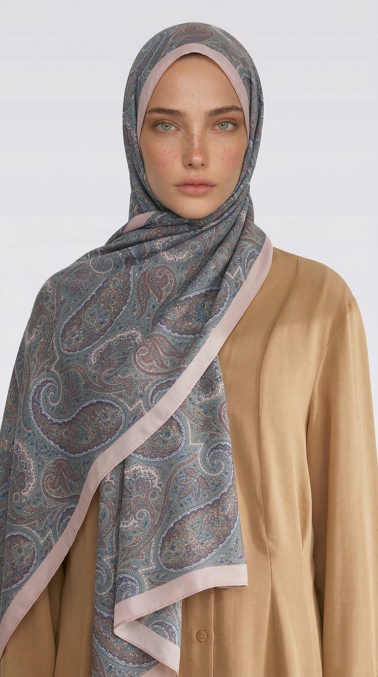 Karaca EşarpCOTTON ŞAL SAPHİRA DESENLİ COTTON ŞAL - MAVİ