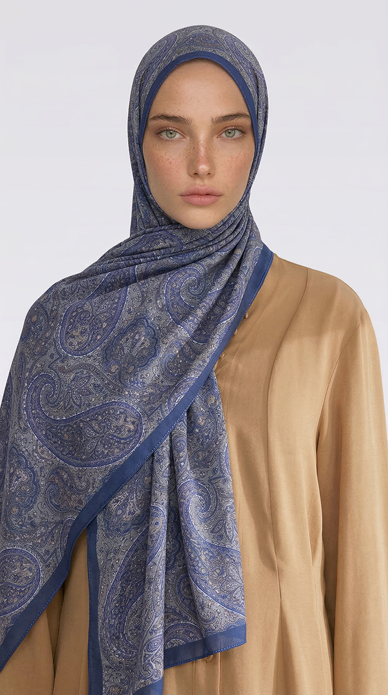 Karaca EşarpCOTTON ŞAL SAPHİRA DESENLİ COTTON ŞAL - MAVİ