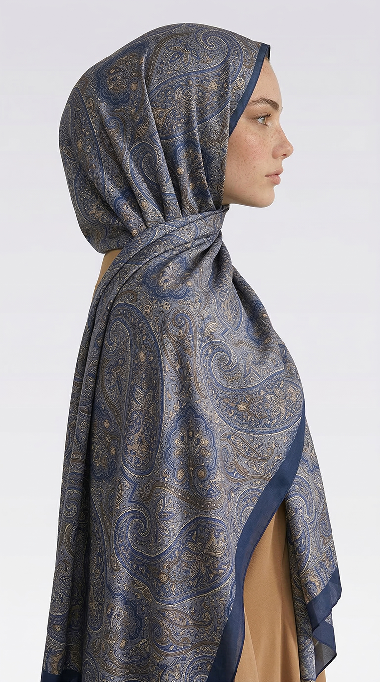 Karaca EşarpCOTTON ŞAL SAPHİRA DESENLİ COTTON ŞAL - MAVİ