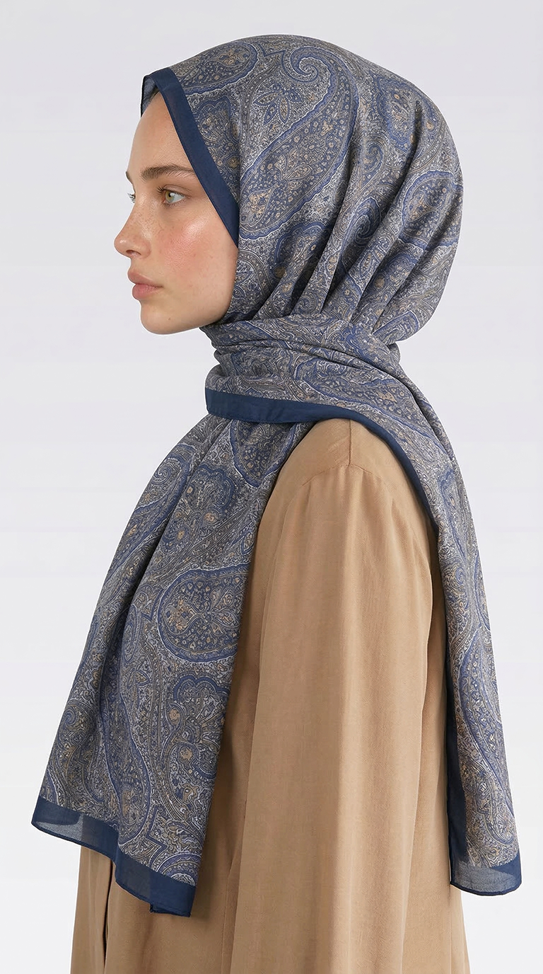 Karaca EşarpCOTTON ŞAL SAPHİRA DESENLİ COTTON ŞAL - MAVİ