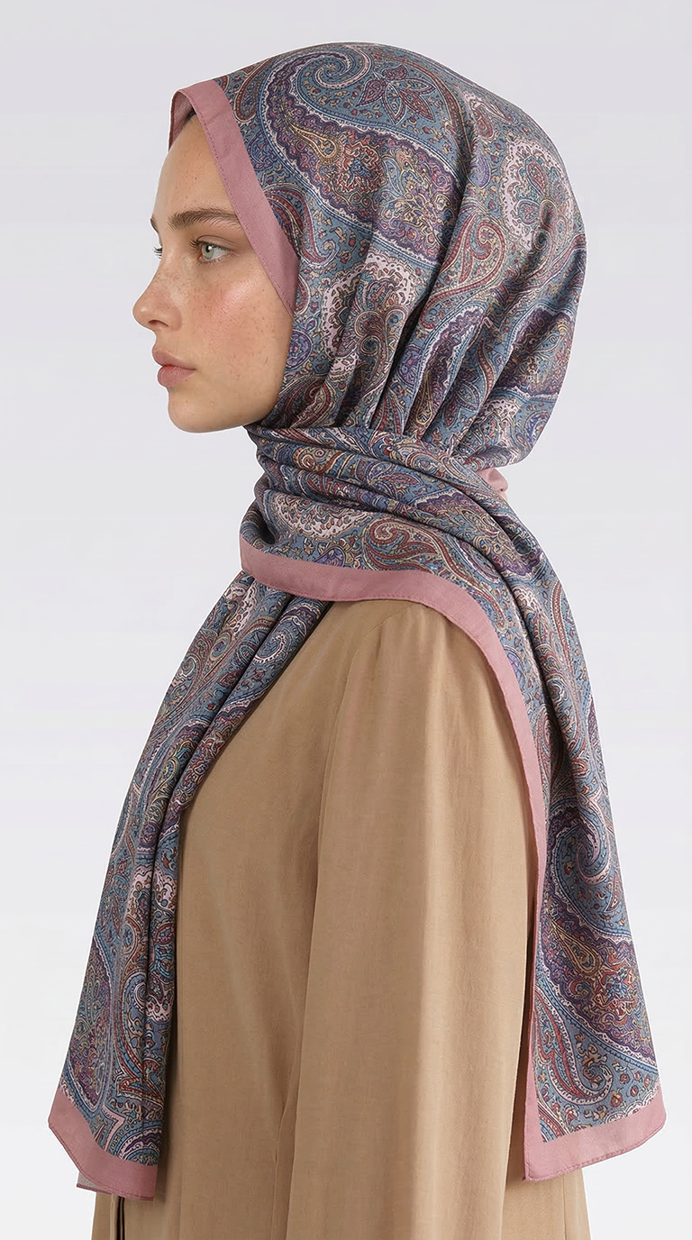 Karaca EşarpCOTTON ŞAL SAPHİRA DESENLİ COTTON ŞAL - MAVİ