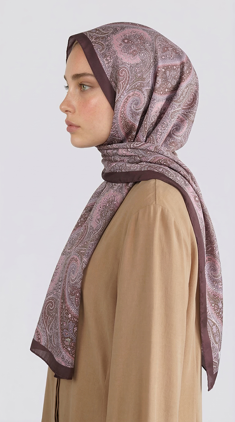 Karaca EşarpCOTTON ŞAL SAPHİRA DESENLİ COTTON ŞAL - MOR / KREM 