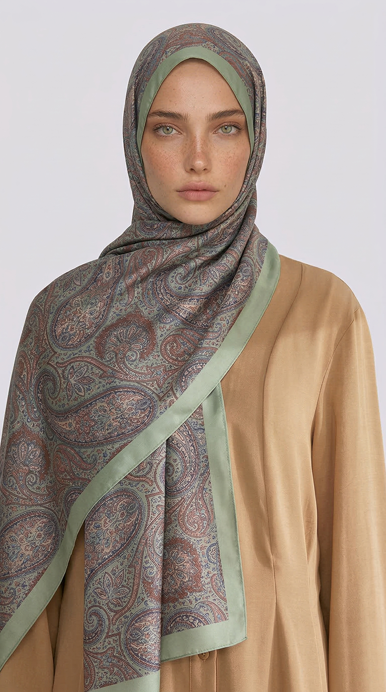 Karaca EşarpCOTTON ŞAL SAPHİRA DESENLİ COTTON ŞAL - YEŞİL