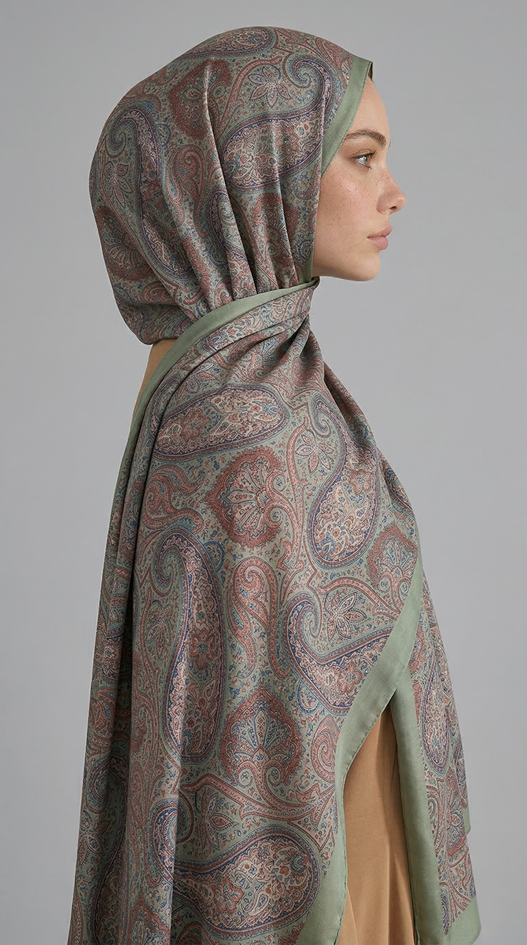 Karaca EşarpCOTTON ŞAL SAPHİRA DESENLİ COTTON ŞAL - YEŞİL