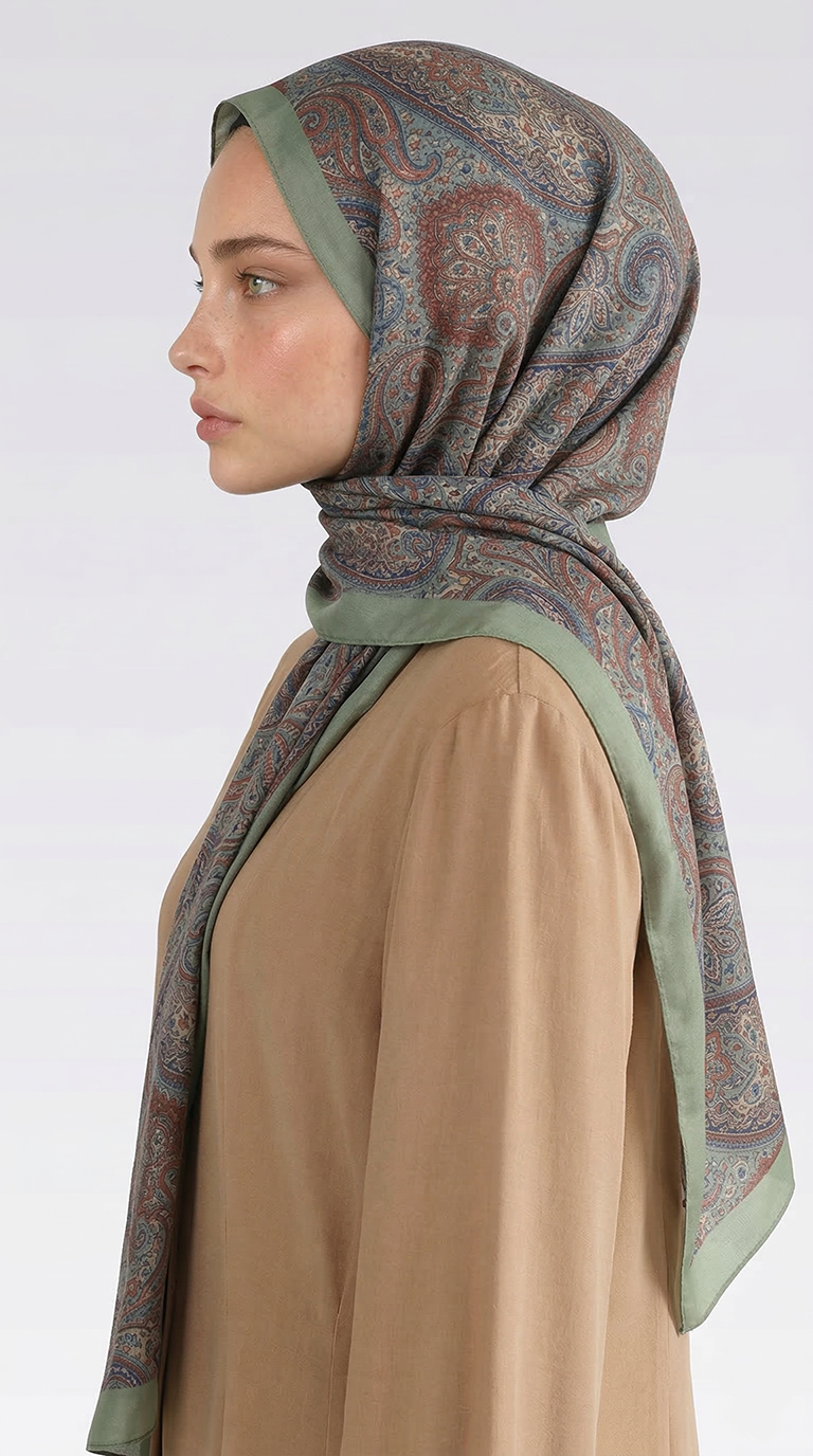 Karaca EşarpCOTTON ŞAL SAPHİRA DESENLİ COTTON ŞAL - YEŞİL