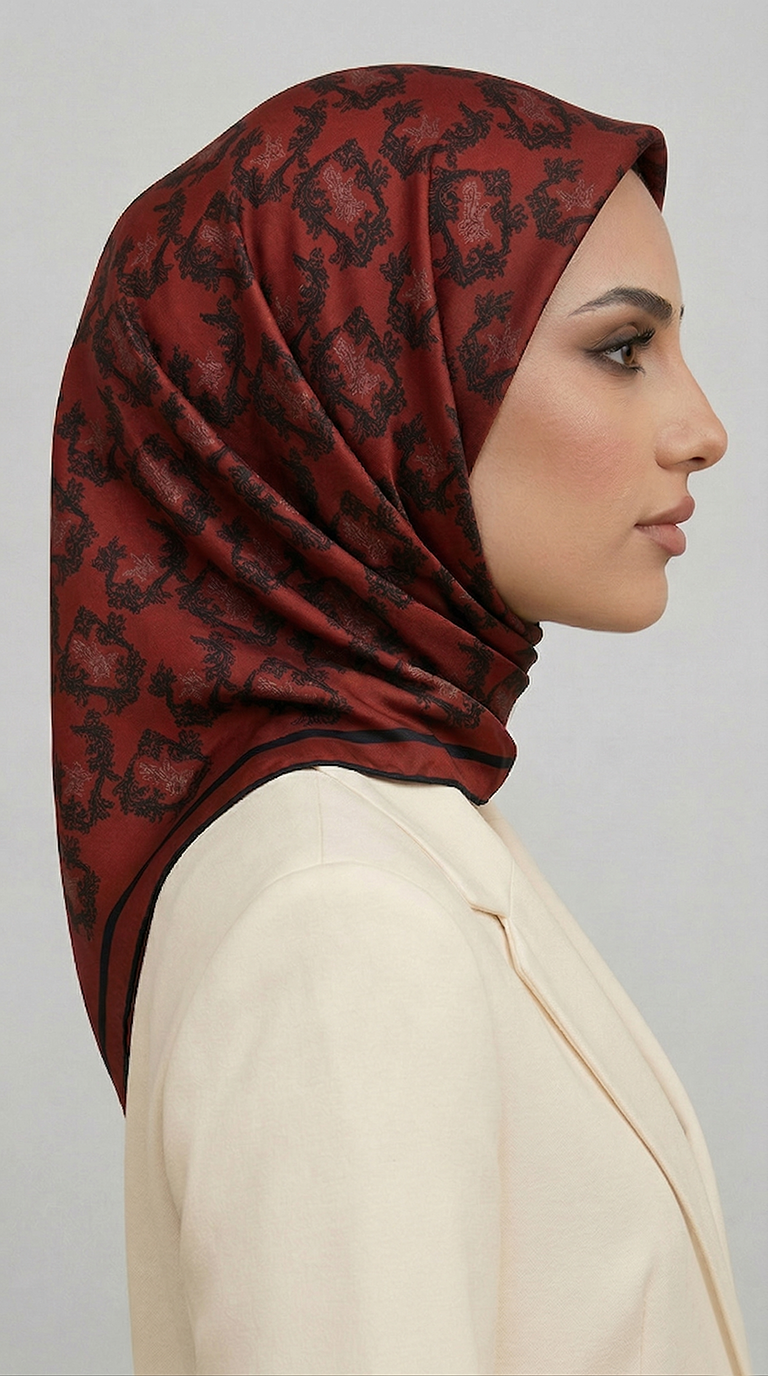 Karaca EşarpRAYON EŞARPSARMAŞIK DESENLİ RAYON EŞARP - KIRMIZI / BORDO