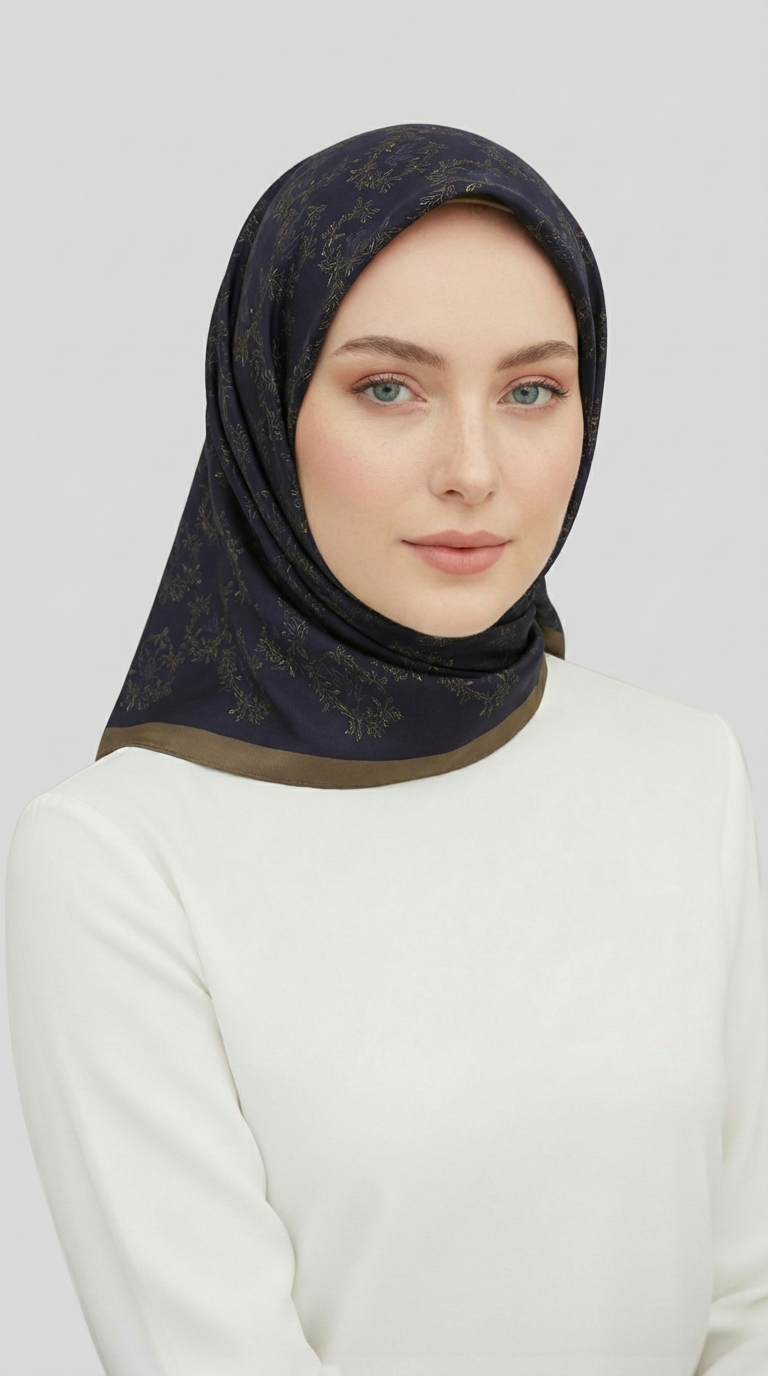 Karaca EşarpRAYON EŞARPSARMAŞIK DESENLİ RAYON EŞARP - LACİVERT / HARDAL