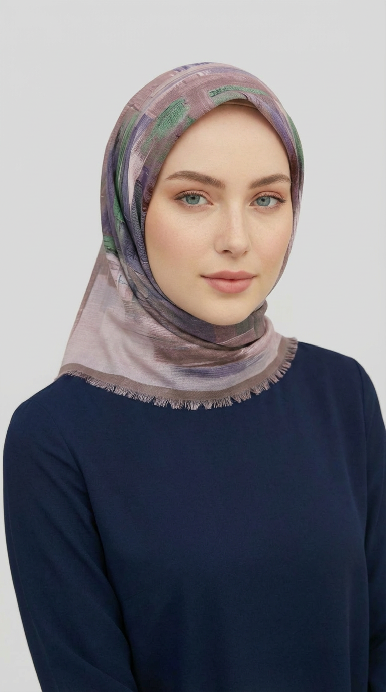 Karaca EşarpYÜN EŞARPSOYUT DESENLİ YÜN EŞARP -  BEJ / LİLA 
