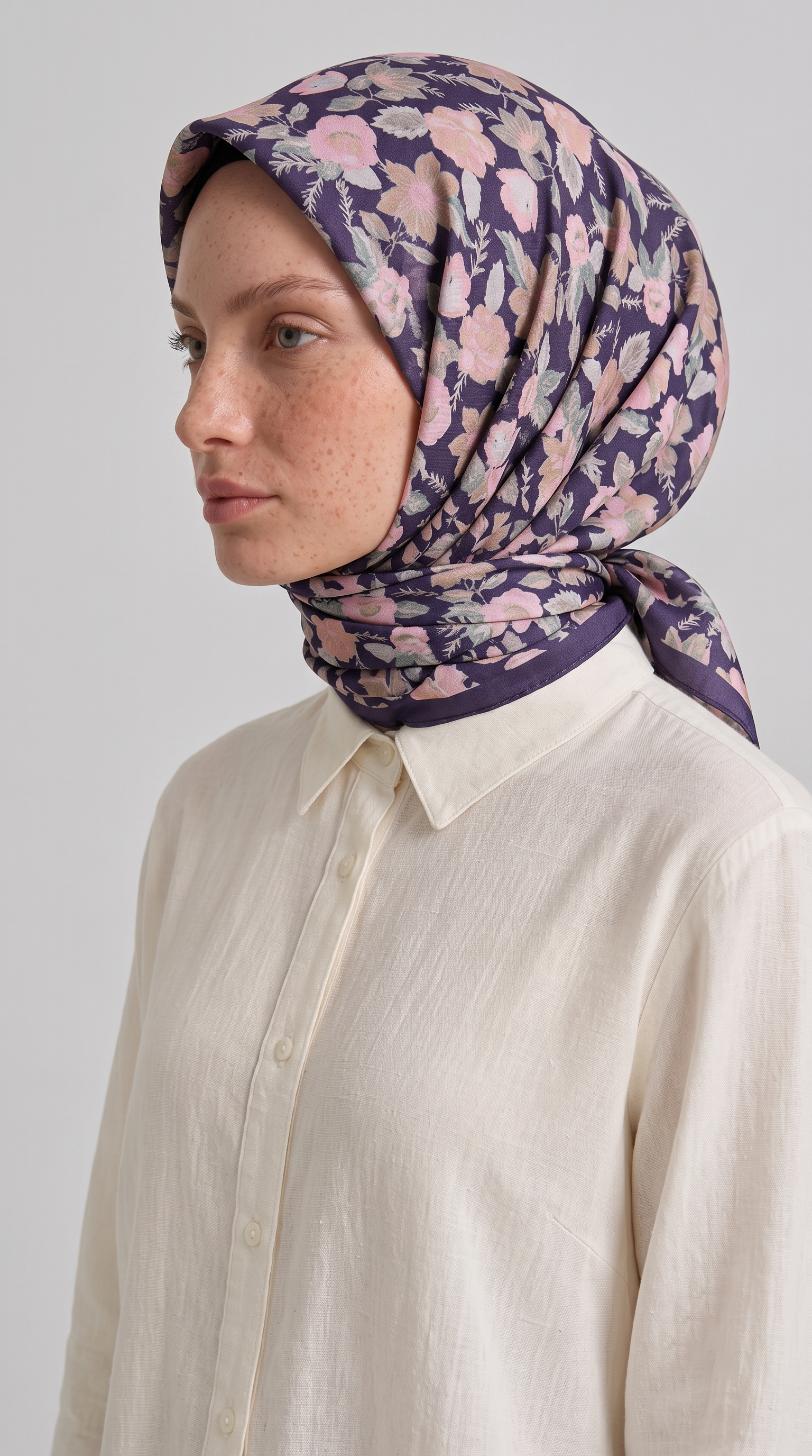 Karaca EşarpKOTON EŞARP VELORA DESENLİ COTTON EŞARP - LACİVERT / YEŞİL 