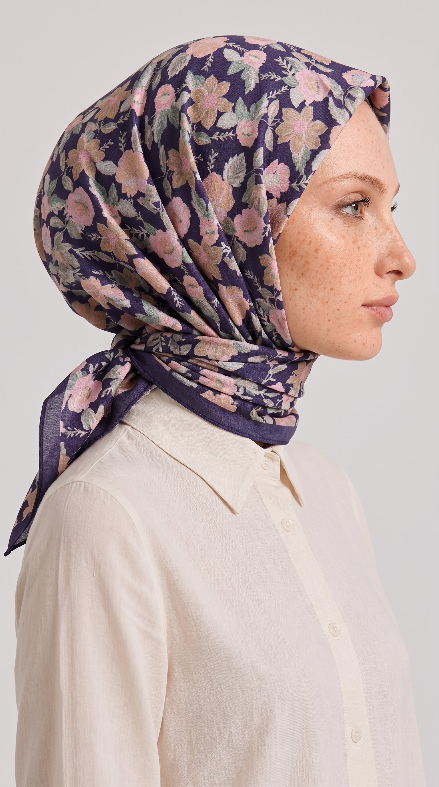 Karaca EşarpKOTON EŞARP VELORA DESENLİ COTTON EŞARP - LACİVERT / YEŞİL 