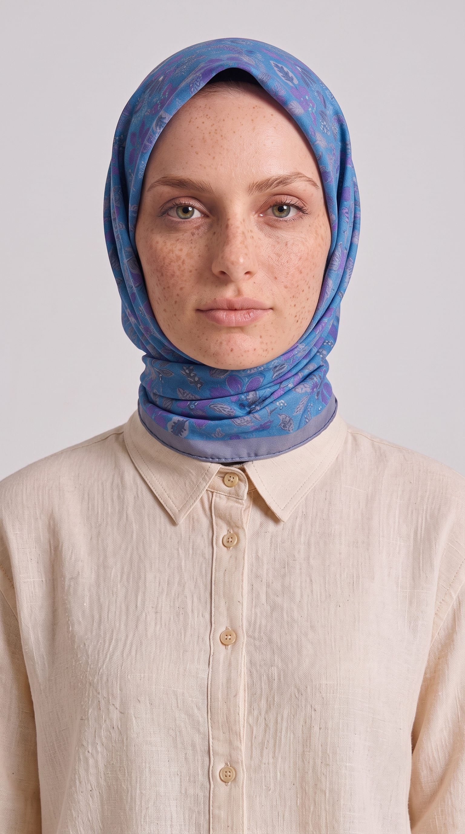 Karaca EşarpKOTON EŞARP VELORA DESENLİ COTTON EŞARP - MAVİ / LİLA