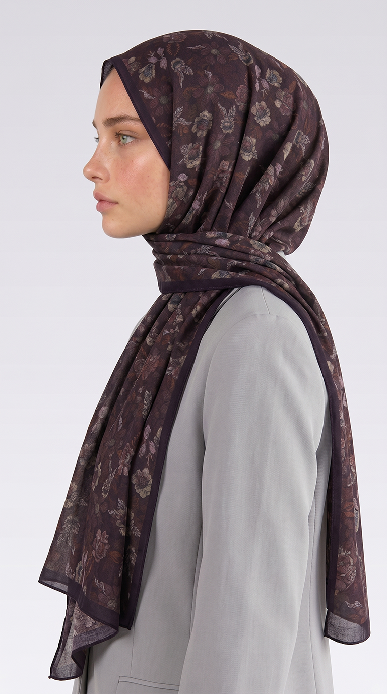 Karaca EşarpCOTTON ŞAL VELORA DESENLİ COTTON ŞAL -  ACI KAHVE
