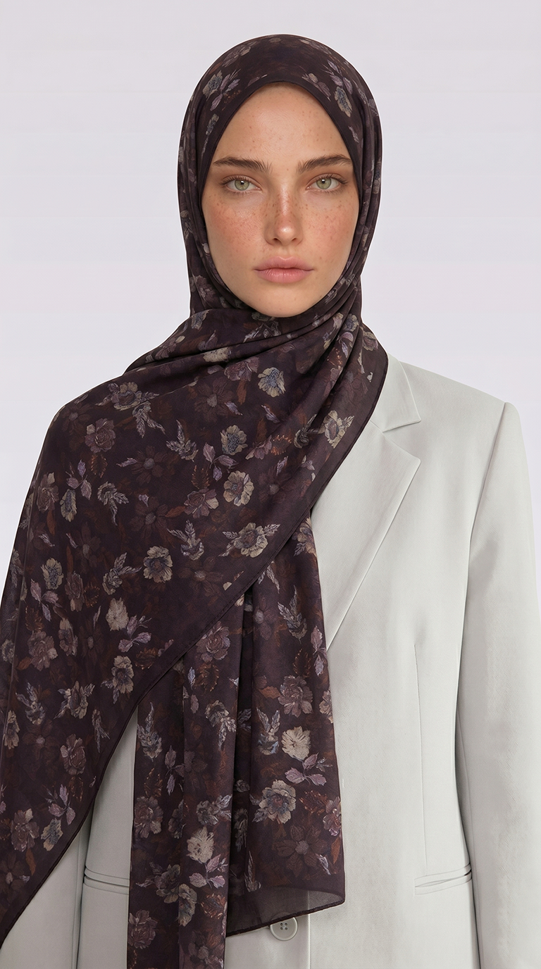Karaca EşarpCOTTON ŞAL VELORA DESENLİ COTTON ŞAL -  ACI KAHVE