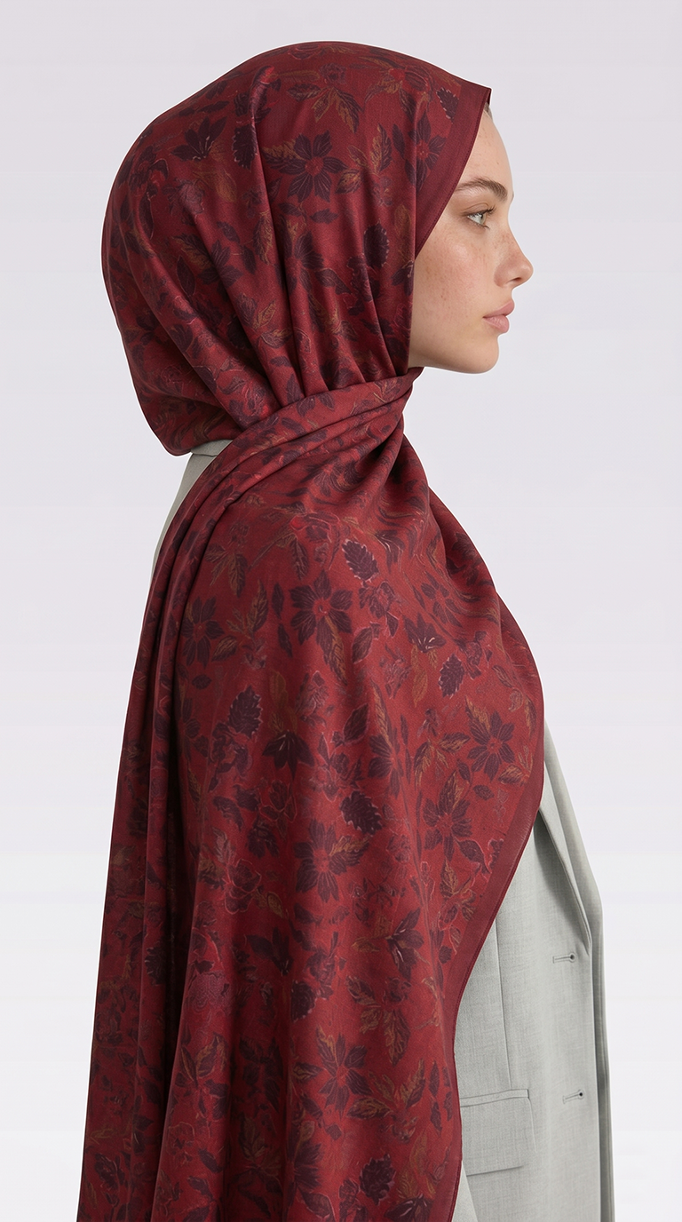 Karaca EşarpCOTTON ŞAL VELORA DESENLİ COTTON ŞAL -  BORDO