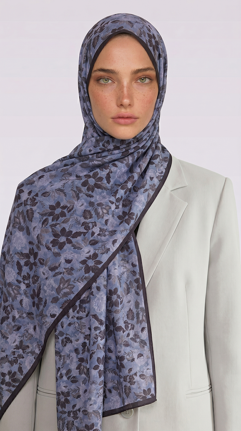 Karaca EşarpCOTTON ŞAL VELORA DESENLİ COTTON ŞAL -  GRİ / SİYAH