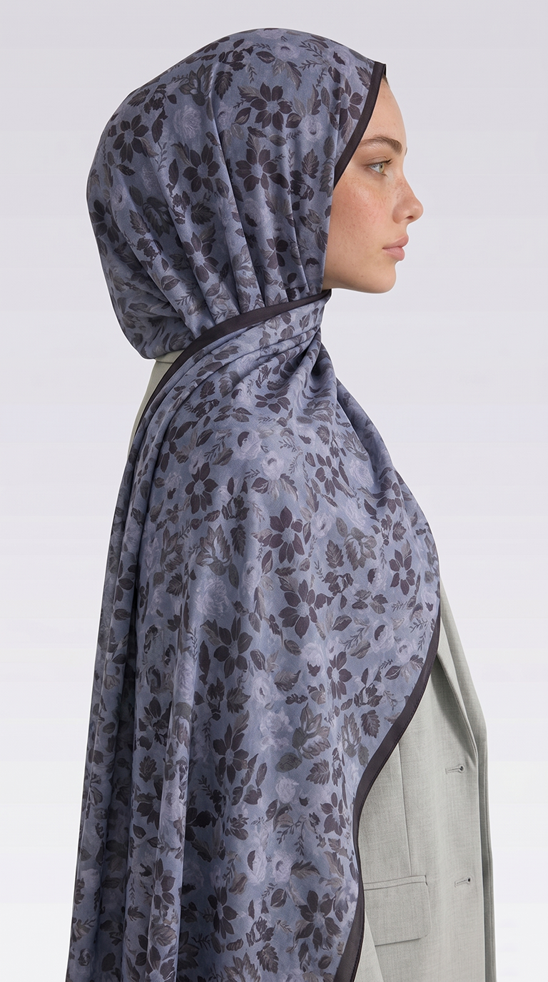 Karaca EşarpCOTTON ŞAL VELORA DESENLİ COTTON ŞAL -  GRİ / SİYAH