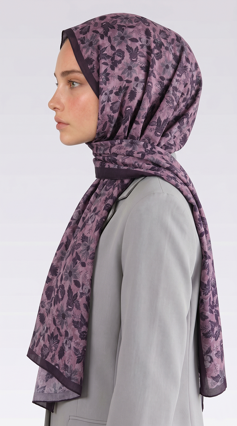 Karaca EşarpCOTTON ŞAL VELORA DESENLİ COTTON ŞAL -  GÜL KURUSU