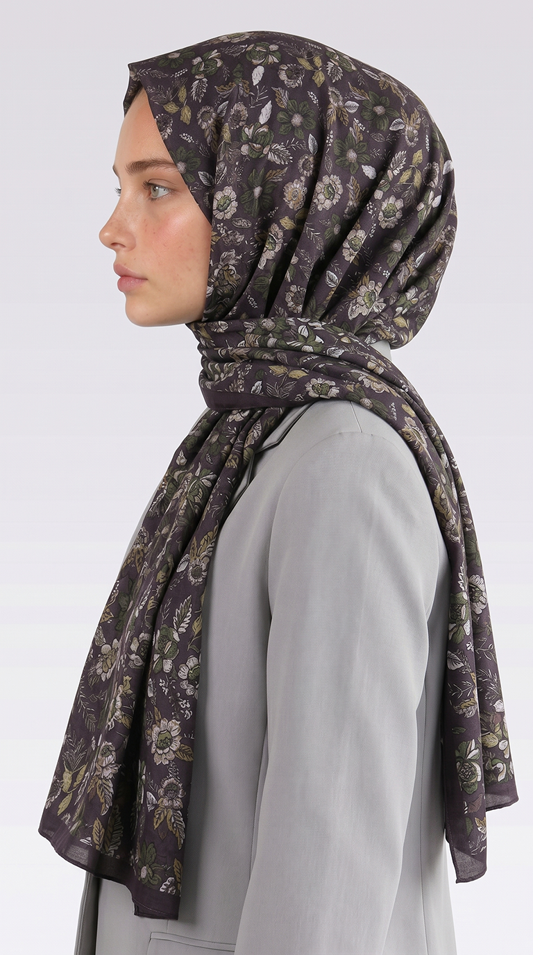 Karaca EşarpCOTTON ŞAL VELORA DESENLİ COTTON ŞAL -  KAHVERENGİ / KREM