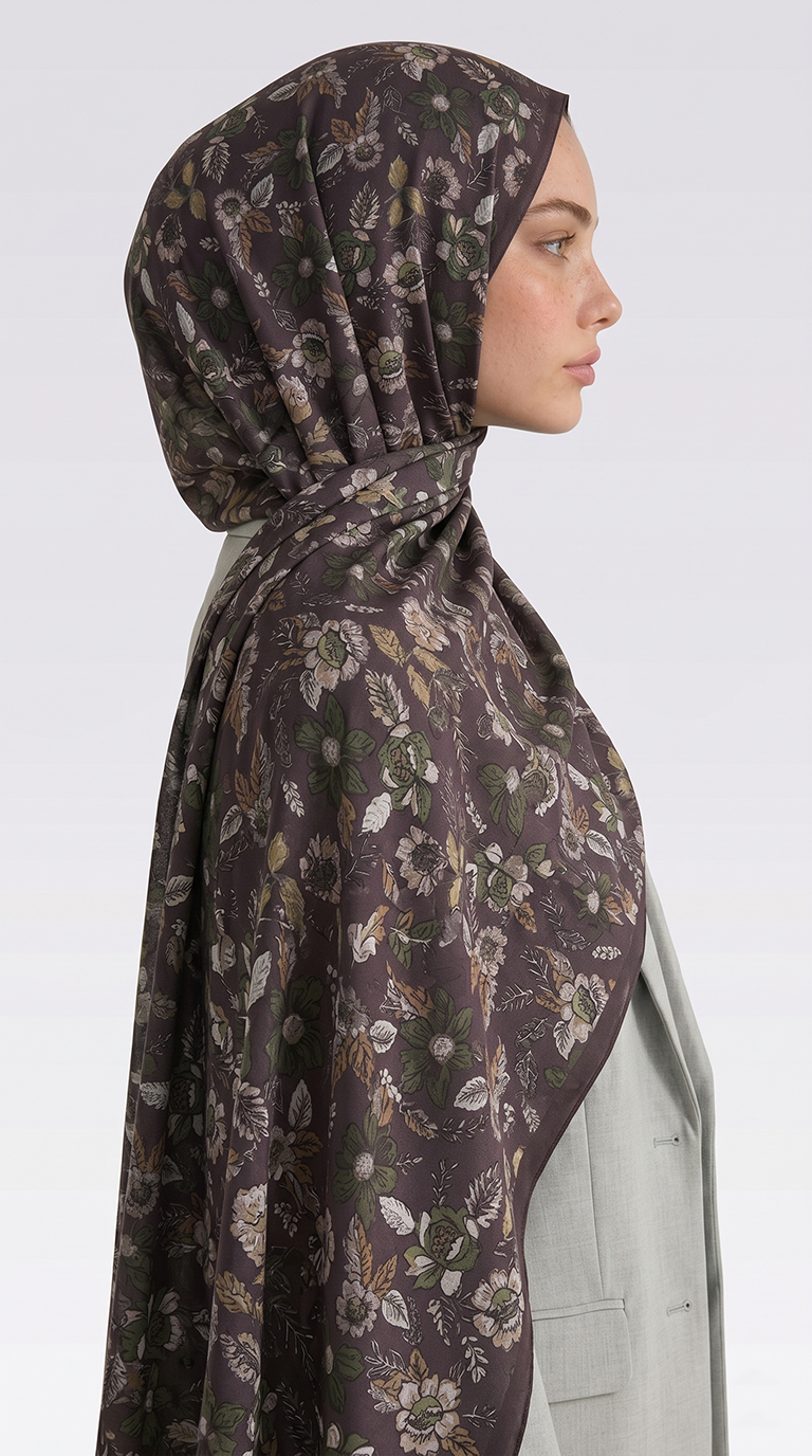 Karaca EşarpCOTTON ŞAL VELORA DESENLİ COTTON ŞAL -  KAHVERENGİ / KREM