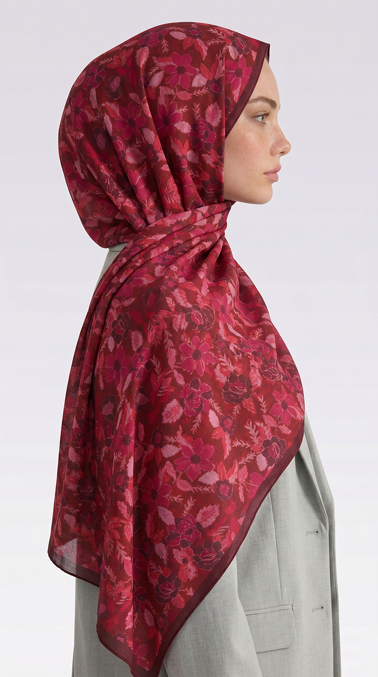 Karaca EşarpCOTTON ŞAL VELORA DESENLİ COTTON ŞAL -  KIRMIZI / PEMBE 